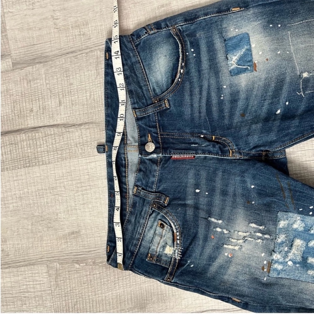 DSQUARED2 Distressed Skinny Skater Patchwork Jeans Blue Size 29 - Picture 13 of 16